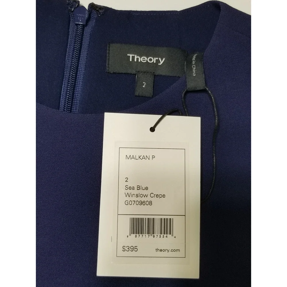 Theory‎ Malkan P Winslow Crepe Layered Pleated Dress Sea Blue NWT Size 2 $395